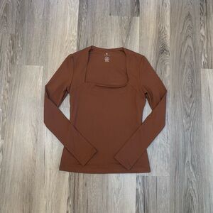 Square neck long sleeve top